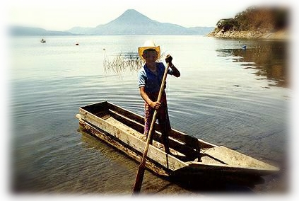 Man fishing, Cayuco, Lake Atitlan